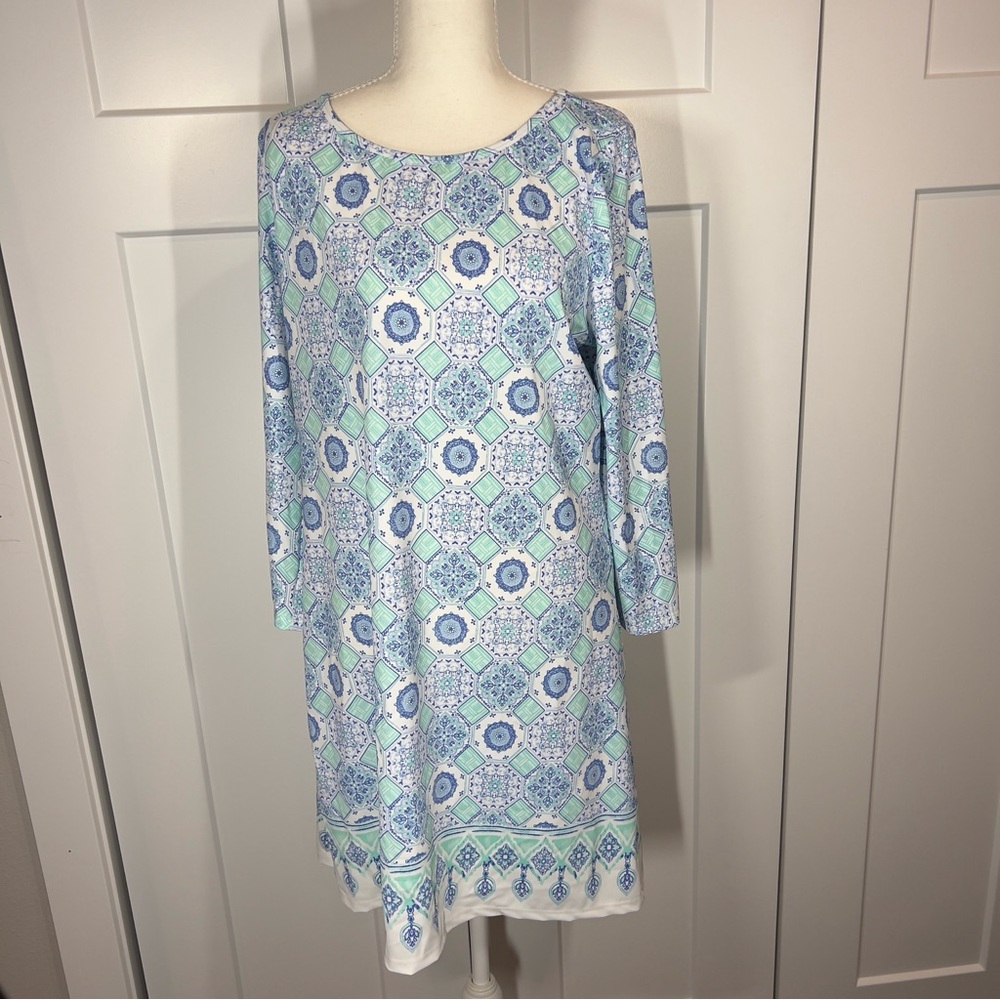 Cabana Life Blue and White Patterned Dress